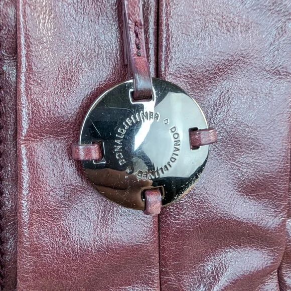 Donald J Pliner Purple Burgundy Soft Leather Hobo Shoulder Bag Purse - Picture 13 of 13